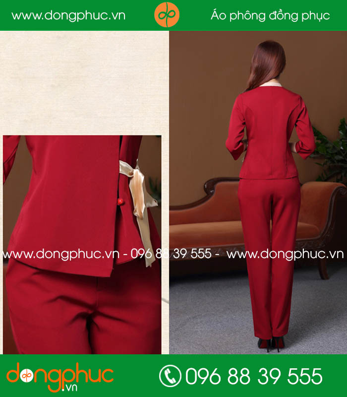 Đồng phục spa màu đỏ đô